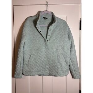 Eddie Bauer Blue/Green Quilted 1/4 Button Long Sleeve Pullover Size‎ Medium